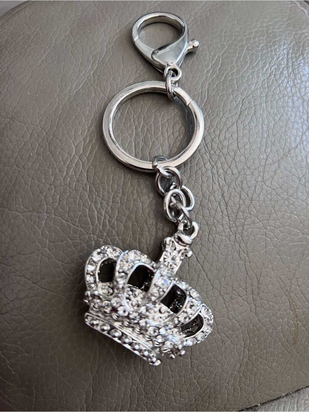 VTG ULF  Englich Silver Crystal Crown Keychain Key/handbag charm/zipper pull.